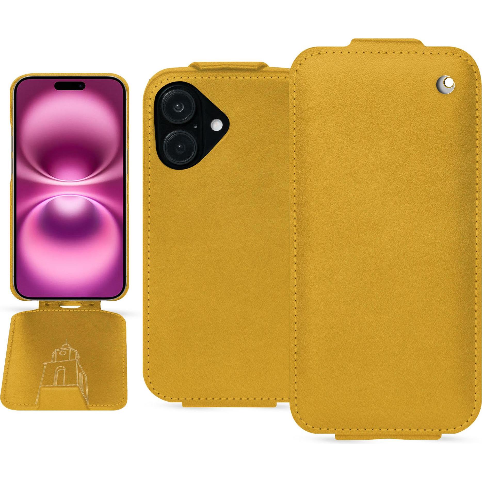 Noreve Lederschutzhülle vertikal (Apple iPhone 16 Plus), Smartphone Hülle, Orange