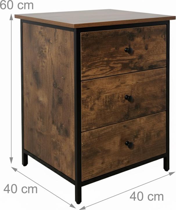 Image du produit Relaxdays Nachttisch mit 3 Schubladen (40 x 40 x 60 cm)