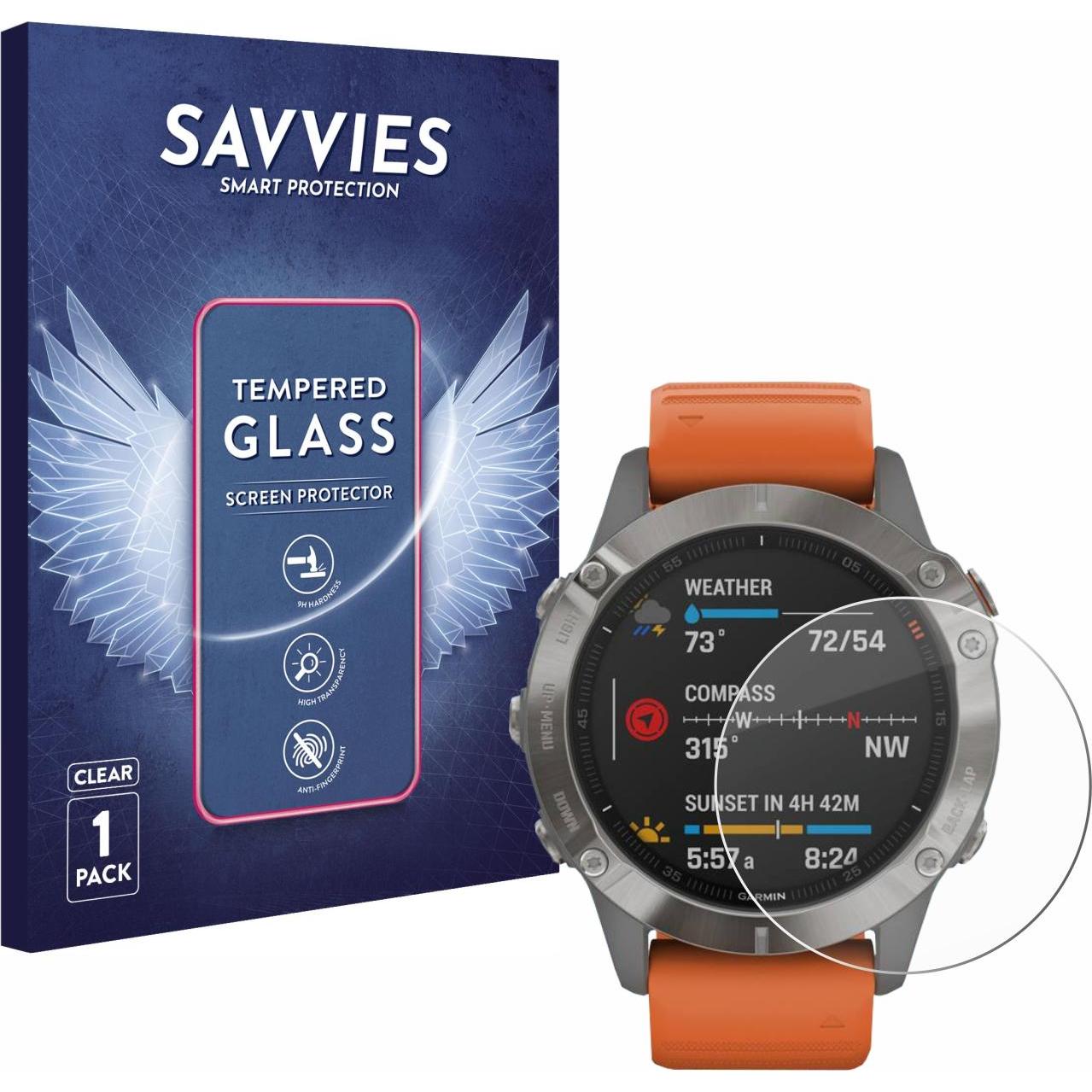 Savvies Panzerglas Hartglas Displayschutz, Smartwatch Schutzfolie, Transparent