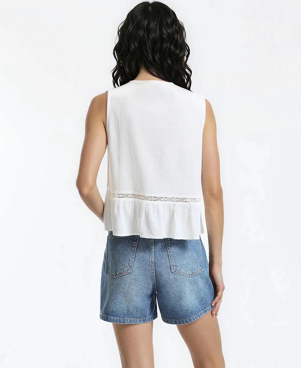 Immagine prodotto La Redoute Collections Bestickte Bluse mit V-Ausschnitt ohne Ärmel (S)