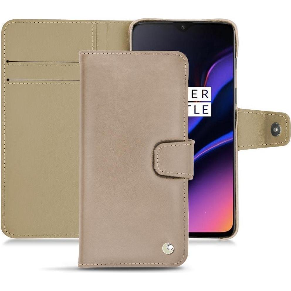 Noreve Lederschutzhülle Wallet (OnePlus 6T), Smartphone Hülle, Beige