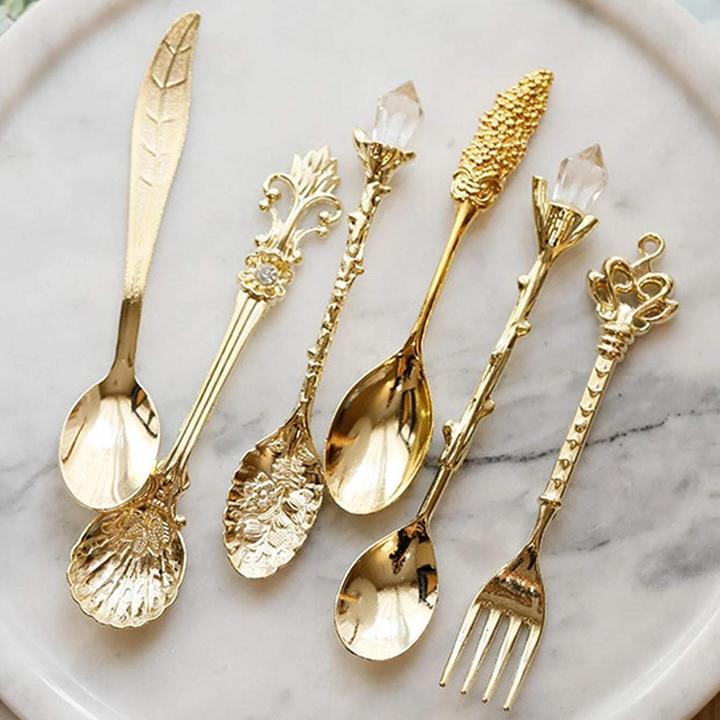 Produktbild JTI Dessertlöffel und Dessertgabel, 6 Stück - Gold (6 Stück, Besteck Set)