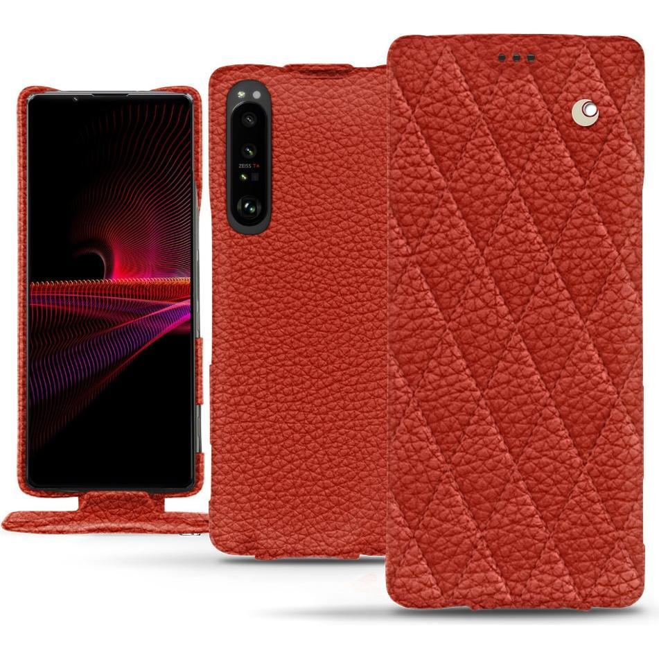 Noreve Lederschutzhülle vertikal (Sony Xperia 1 III), Smartphone Hülle, Orange