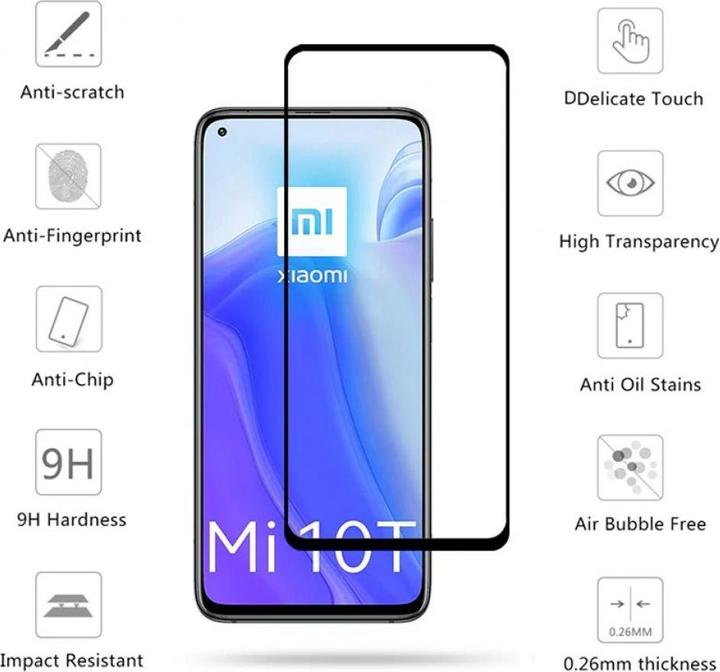 Actual product image Screenguard Xiaomi Mi 10T Full Screen Protective Glass Film 2.5D 9H (1 pcs., Mi 10T)