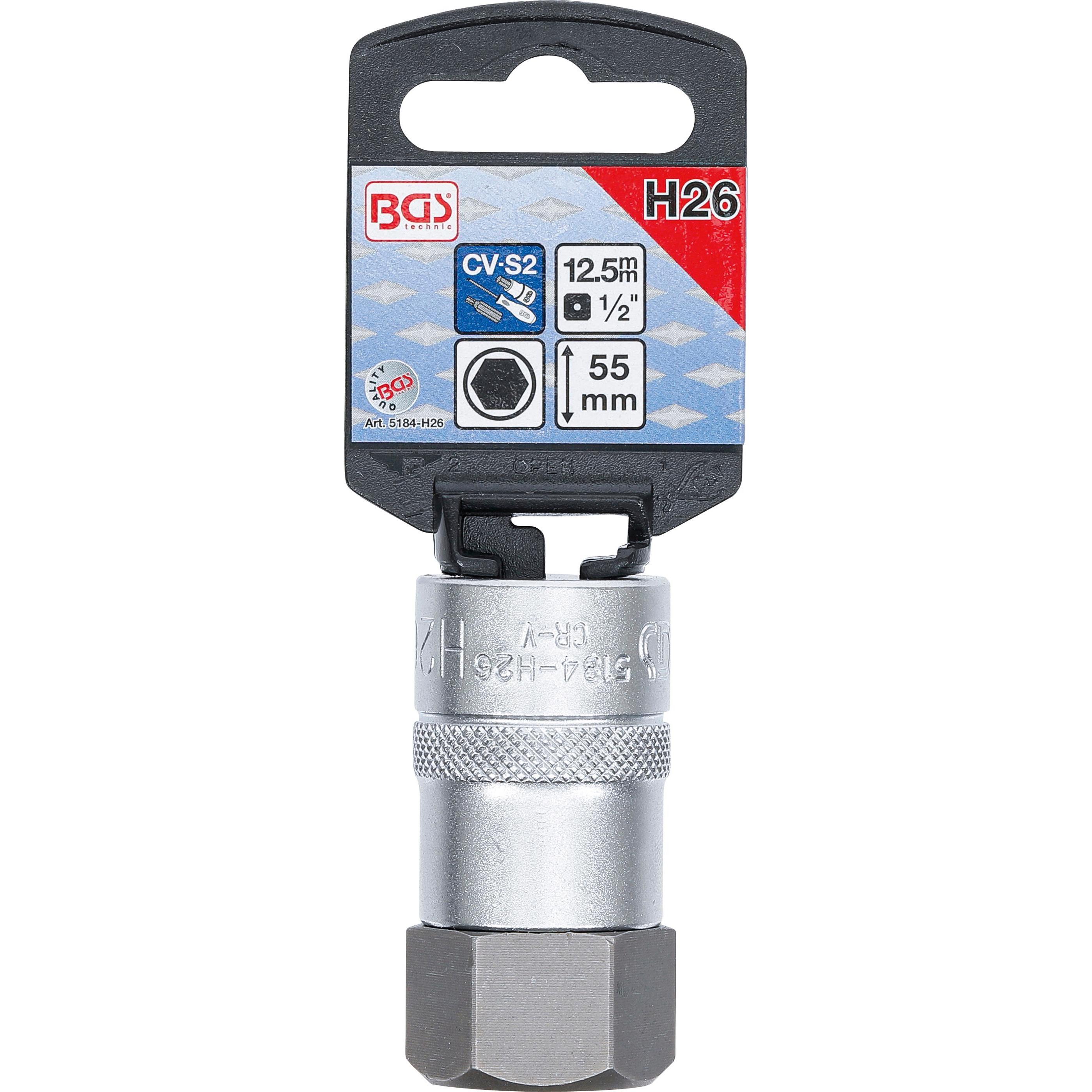Thumbnail - BGS, Bits, Bit-Einsatz Antrieb Innenvierkant 12,5 mm (1/2") Innensechskant 26 mm (12,5 mm)