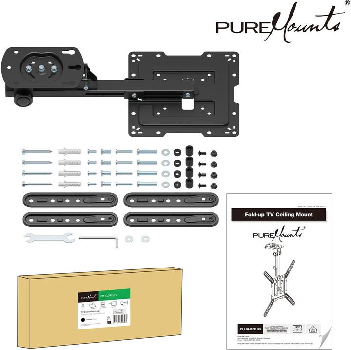 Produktbild PureMounts Deckenhalterung PM-SLOPE-55 (Decke, 20 kg, 23" - 55")