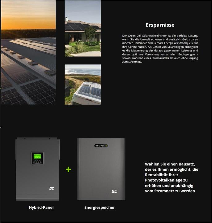 Immagine prodotto GreenCell Inverter solare e caricatore MPPT - 230VAC - 3000VA/3000W onda sinusoidale pura