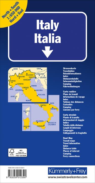 Produktbild Strassenkarte N+S 325901239 Italien Nord&Süd 1:650'000