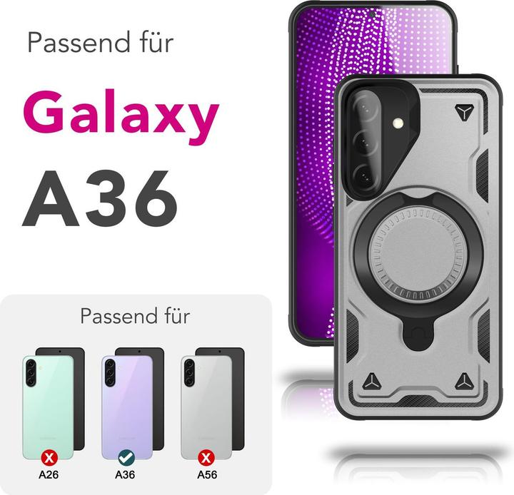 Produktbild Nalia Stormguard - Stabile Panzer Hülle mit MagSafe & 360-Grad Ringhalter - Military Cover (Samsung Galaxy A36)