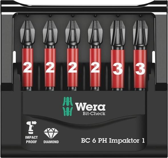 Actual product image Wera Bit-Check 6 PH Impaktor 1 (Cross Phillips PH M2, Cross Phillips PH M3)