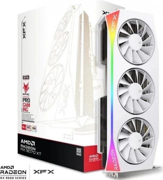 Actual product image XFX Mercury AMD Radeon RX 9070XT OC White Gaming Edition with RGB (16 GB)