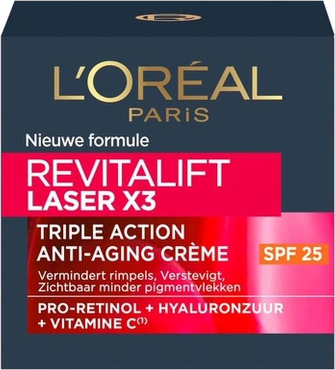 Image du produit L'Oréal Paris Revitalift Laser X3 Crème de jour anti-rides avec SPF 25 Vitamine C triple action Hyaluro (Crème pour le corps, 50 ml)