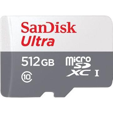 SanDisk CS/512GB Ultra microSDXC UHS-I (512 GB, microSDXC, U1, UHS-I), Speicherkarte, Grau, Weiss
