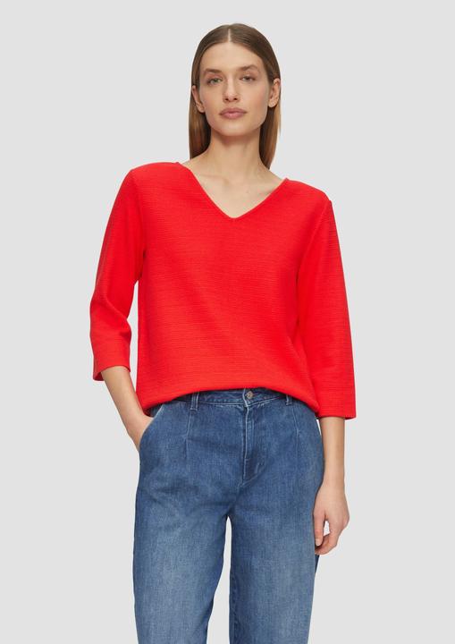 Produktbild S.Oliver Sweatshirt Strukturiertes Jersey-Sweatshirt mit V-Ausschnitt und 3/4-Ärmeln (42)