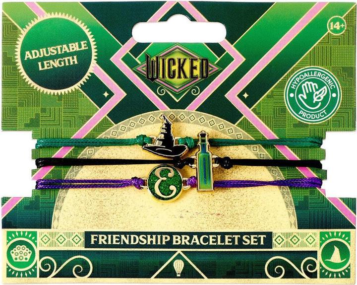 Immagine prodotto WICKED Elphaba Bracciale dell'Amicizia Set di 3 Bracciali - Verde, Oro e Viola (15 cm, Alluminio, Rame, Zinco)
