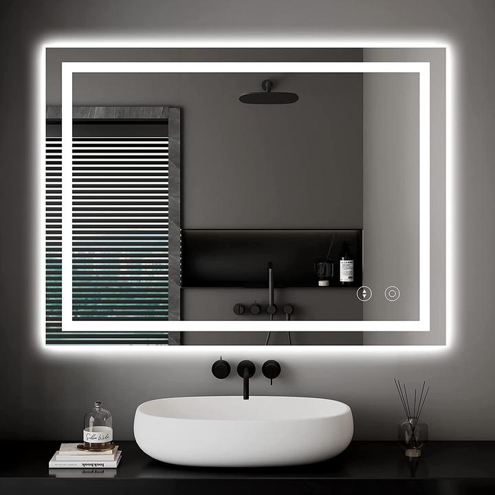 Dripex Specchio da bagno 60x80cm, antiappannamento, 3 colori di luce, dimmerabile (60 x 80 cm)