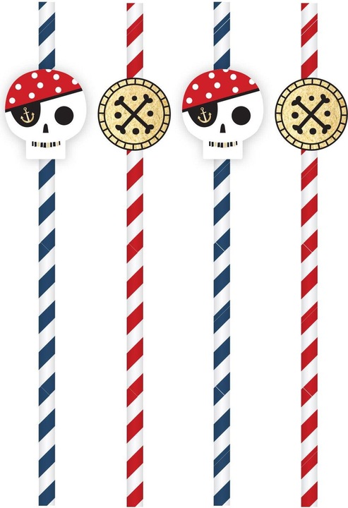 Produktbild Amscan Schatzinsel Papier Einwegstrohhalme (8er Pack) (8 x)