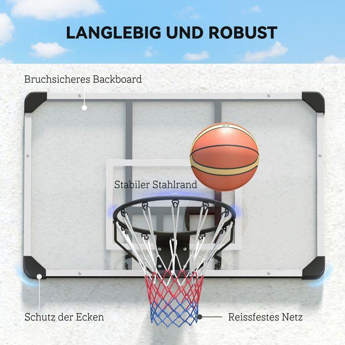 Actual product image Swisshandel24 Basketballkorb, Basketballbrett mit Korb, Wandmontage, für Outdoor, Stahl, weiss