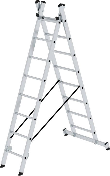 Produktbild Munk Sprossen-Mehrzweckleiter 2-teilig mit nivello-Traverse 2x8 Sprossen (Mehrzweckleiter, 418 cm)