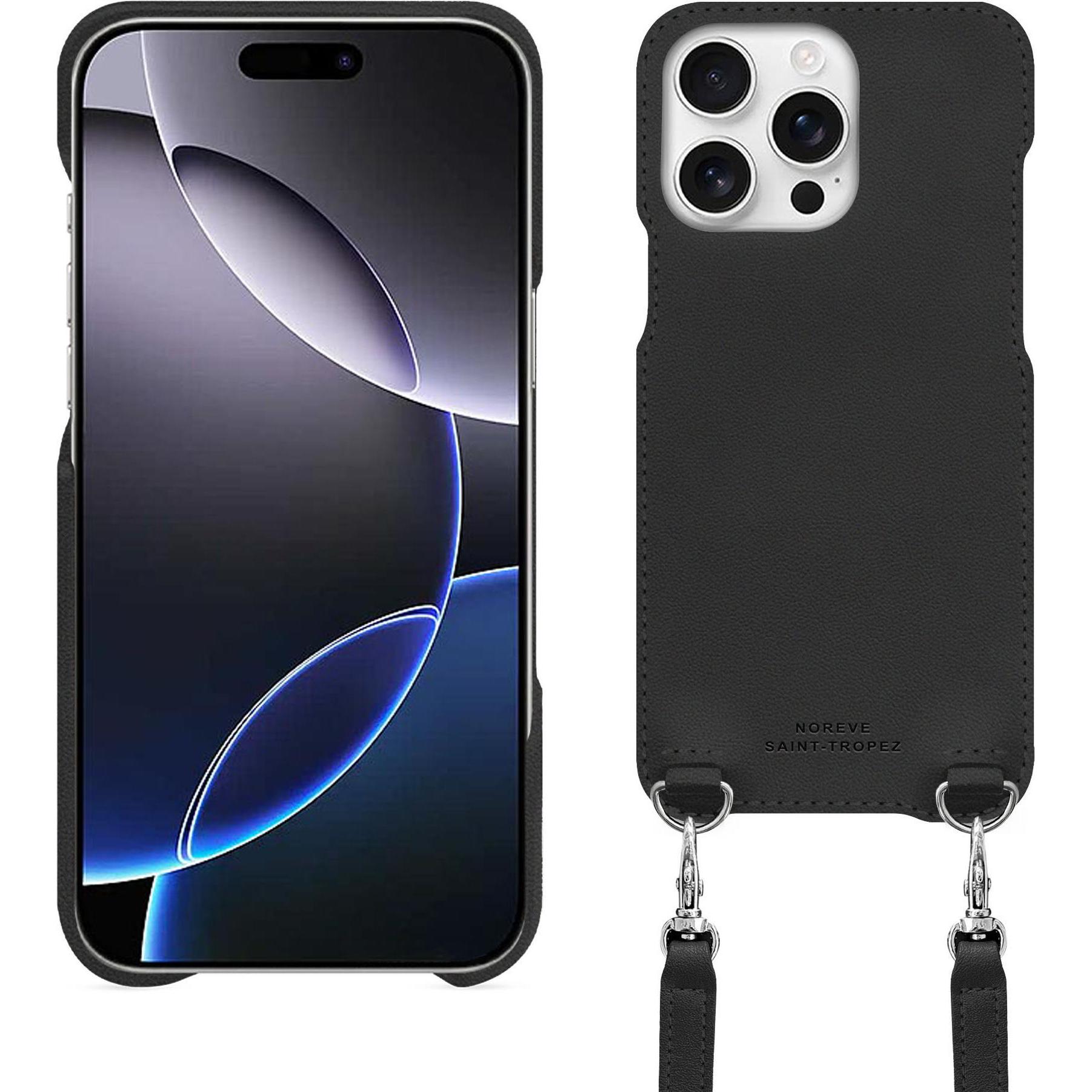 Noreve Schutzhülle mit Schulterriemen Apple iPhone 16 Pro Max (Apple iPhone 16 Pro Max), Smartphone Hülle, Schwarz