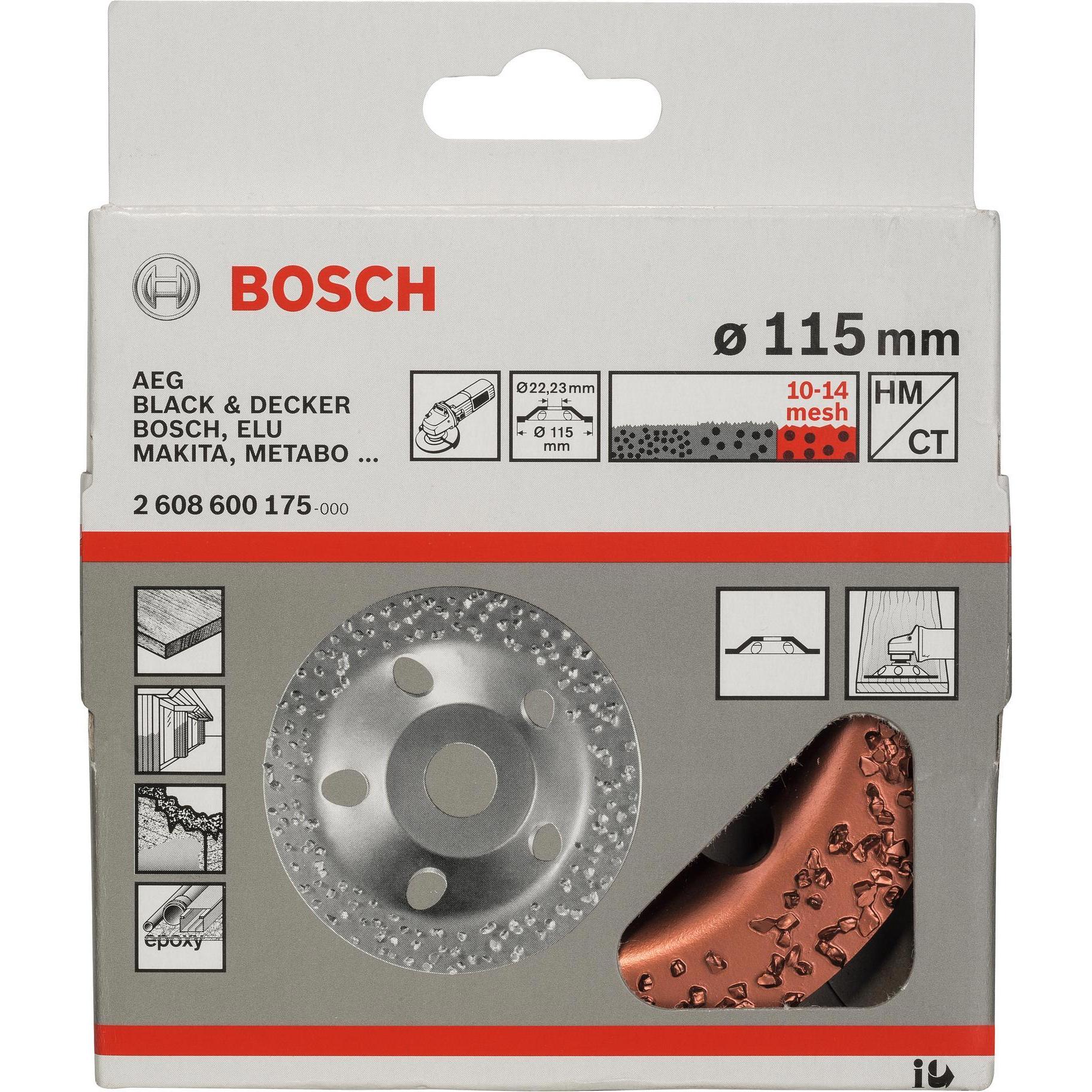 Thumbnail - Bosch Professional Zubehör, Schleifmittel, Hartmetalltopfscheibe, 115 x 22,23 mm, grob, flach (Grob)