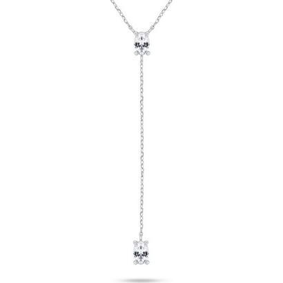 Brilio, Halsschmuck, Silver - Long silver necklace with zircons NCL145W