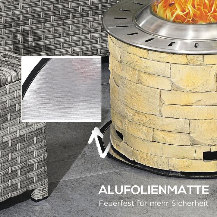 Produktbild Outsunny Feuerschale mit Bodenschutzmatte und Belüftungsöffnung am Boden (52 cm)