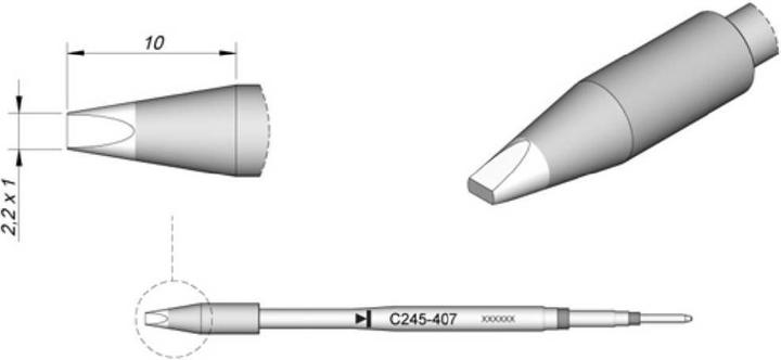JBC Panne à souder burin 2.2 x 1.0 mm (Panne de soudure)