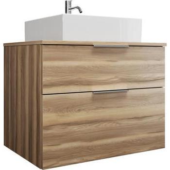 burgbad, Badmöbelset, Eqio Keramik-Aufsatzwaschtisch mittig, quadratisch, inklusive Waschtischunterschrank, Breite