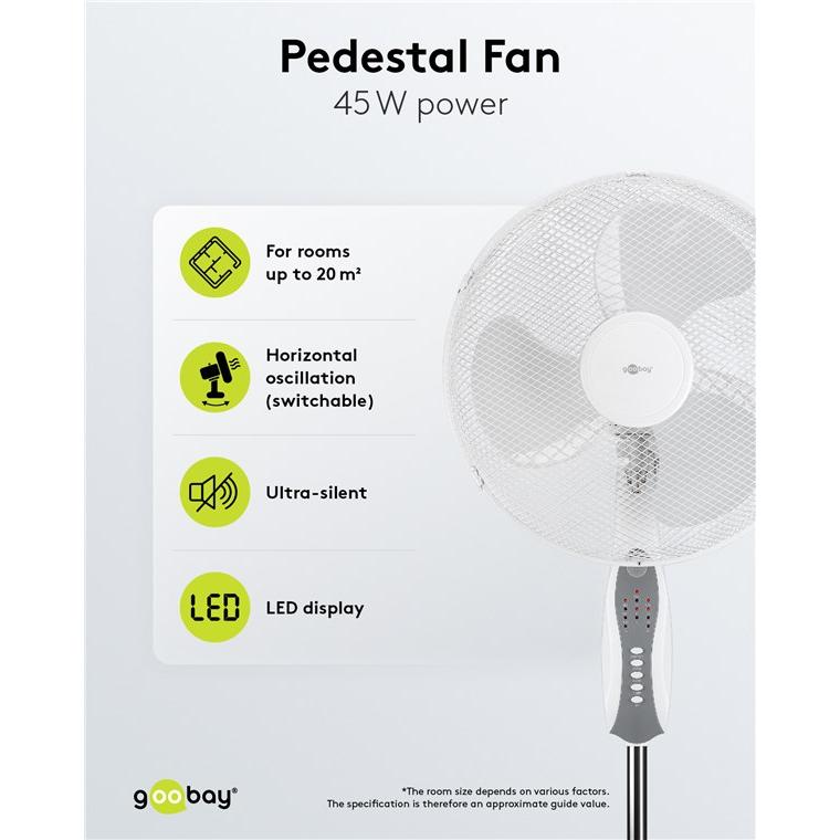 Thumbnail - Goobay 40,60cm (16") Standventilator mit Fernbedienung & Timer, Ventilator, Grau, Weiss