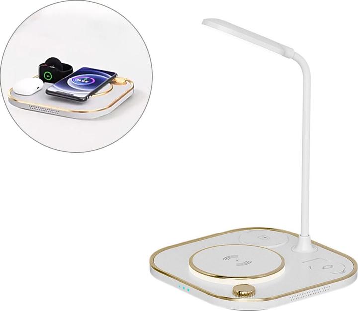 Produktbild Lobwerk 4in1 LED Ladestation Tischlampe Qi Wireless Charger kabellos Leselampe Leuchte