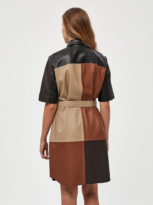 Actual product image Minus Ivory Leather Dress with Patchwork Design (36)