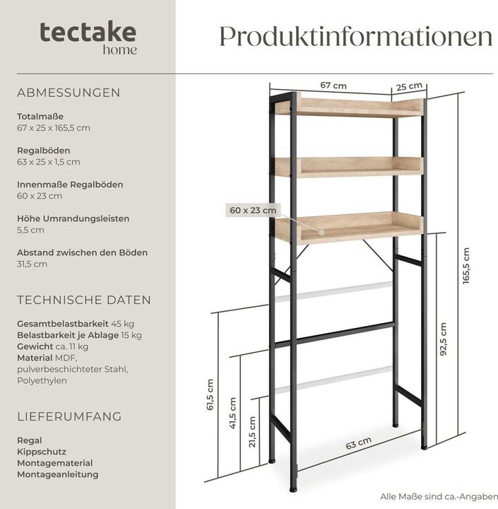 Immagine prodotto tectake Seattle (67 x 25 x 165,5 cm)