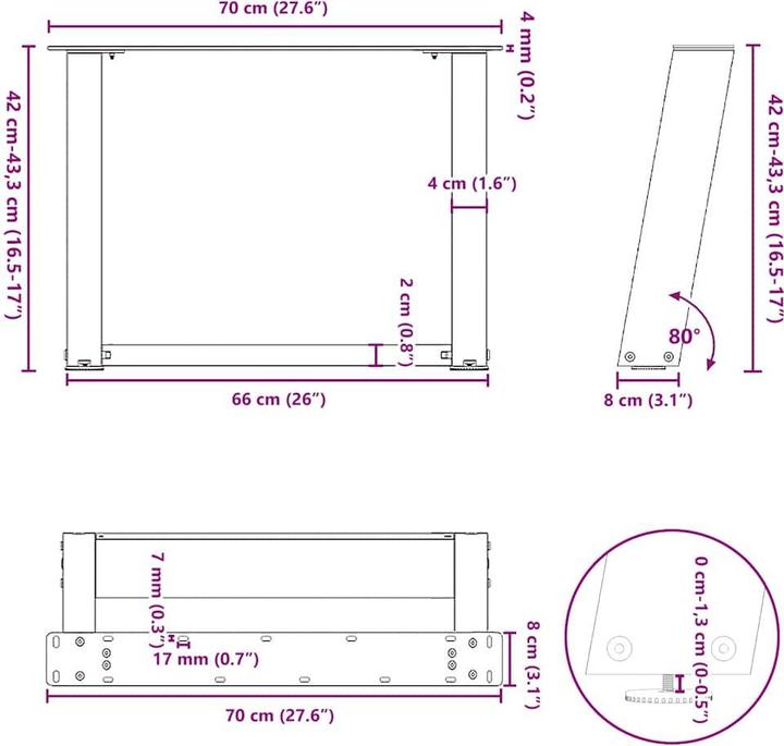 Produktbild vidaXL Couchtischbein