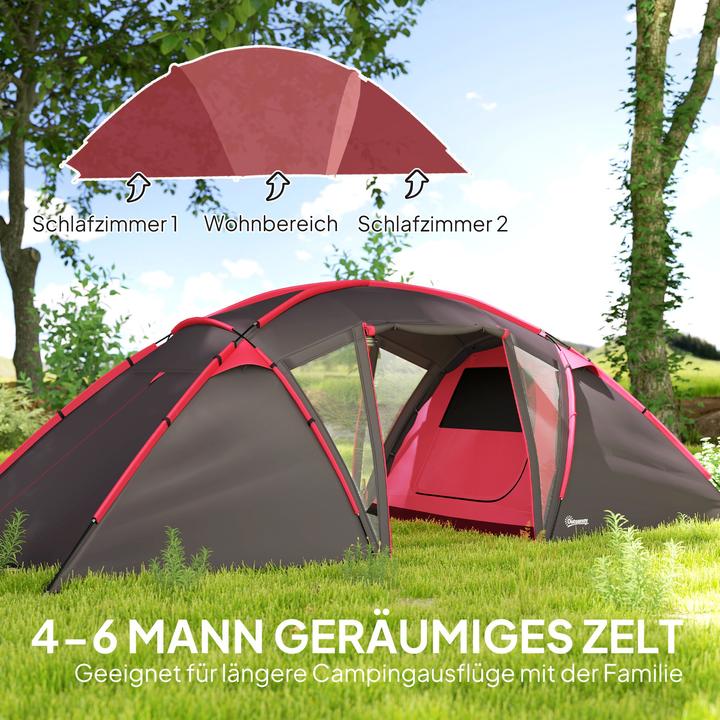 Produktbild Outsunny Campingzelt Polyester, Kunststoff Grau (Tunnelzelt, 6 Personen)