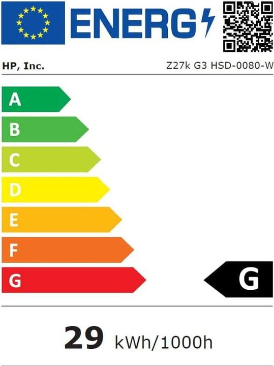 Etichetta energetica HP Z27k G3 (3840 x 2160 pixel, 27")