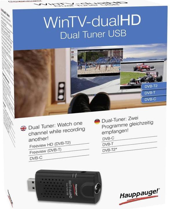 Image du produit Hauppauge Tuner TV Clé USB WinTV-dualHD DVB-C/T2/T avec FB (USB, DVB-T, DVB-T2, DVB-C)
