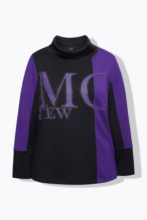 Actual product image Ulla Popken Rhinestone Graphic Lettering Sweatshirt (54)