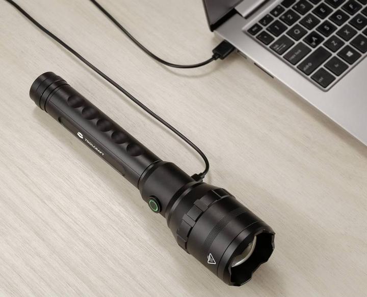 Produktbild Toolcraft LED Taschenlampe mit USB-Schnittstelle akkubetrieben 10.000lm 730g (27.65 cm, 10000 lm)