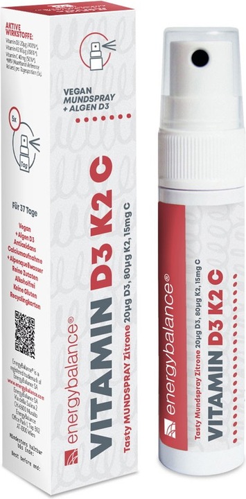 Immagine prodotto Energybalance Vitamina D3 K2 C Tasty spray orale limone (1 Pezzo/i, Getto vaporizzato, 0.03 g)