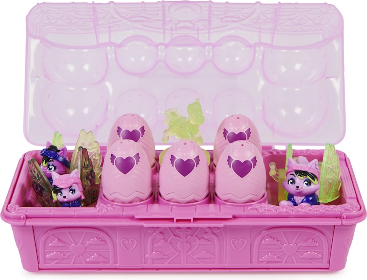 Hatchimals Rainbowcation egg carton with wolf family, playset with 10 CollEGGtibles figures and 2 Zu