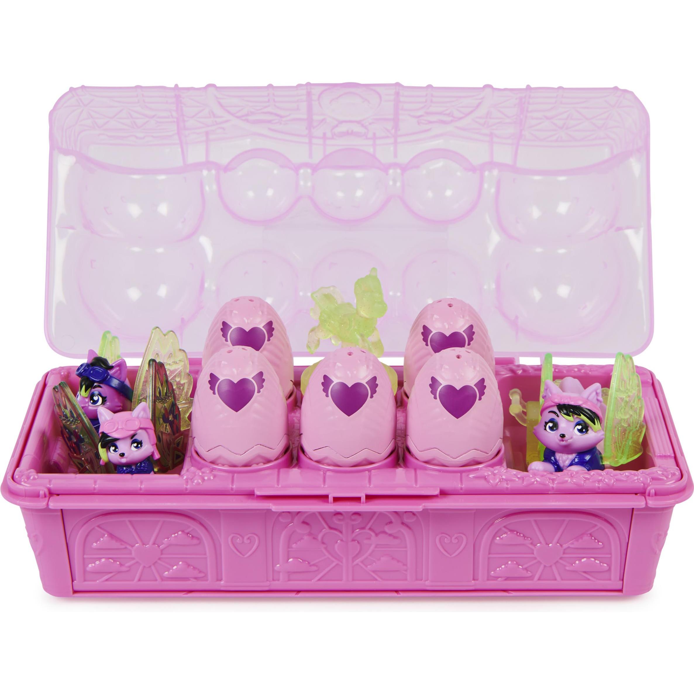 Hatchimals Rainbowcation Eierkarton mit Wolf-Familie, Spielset mit 10 CollEGGtibles-Figuren und 2 Zu