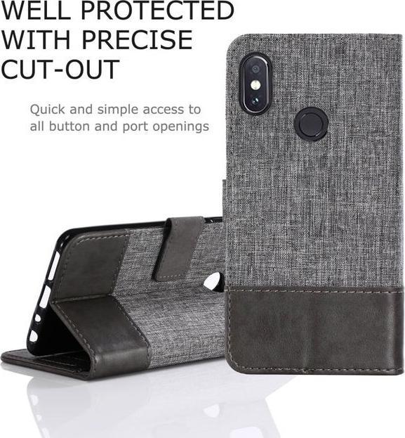 Produktbild MU Classic Zweifarbige Leder/Stoff Hülle (Xiaomi Redmi Note 5 Pro)