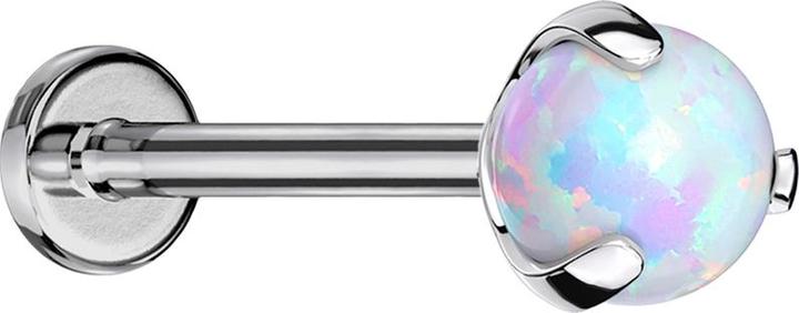 Actual product image Star Piercing Micro Threadless Labret silver with Ball Opal white set (without brass, Titanium)