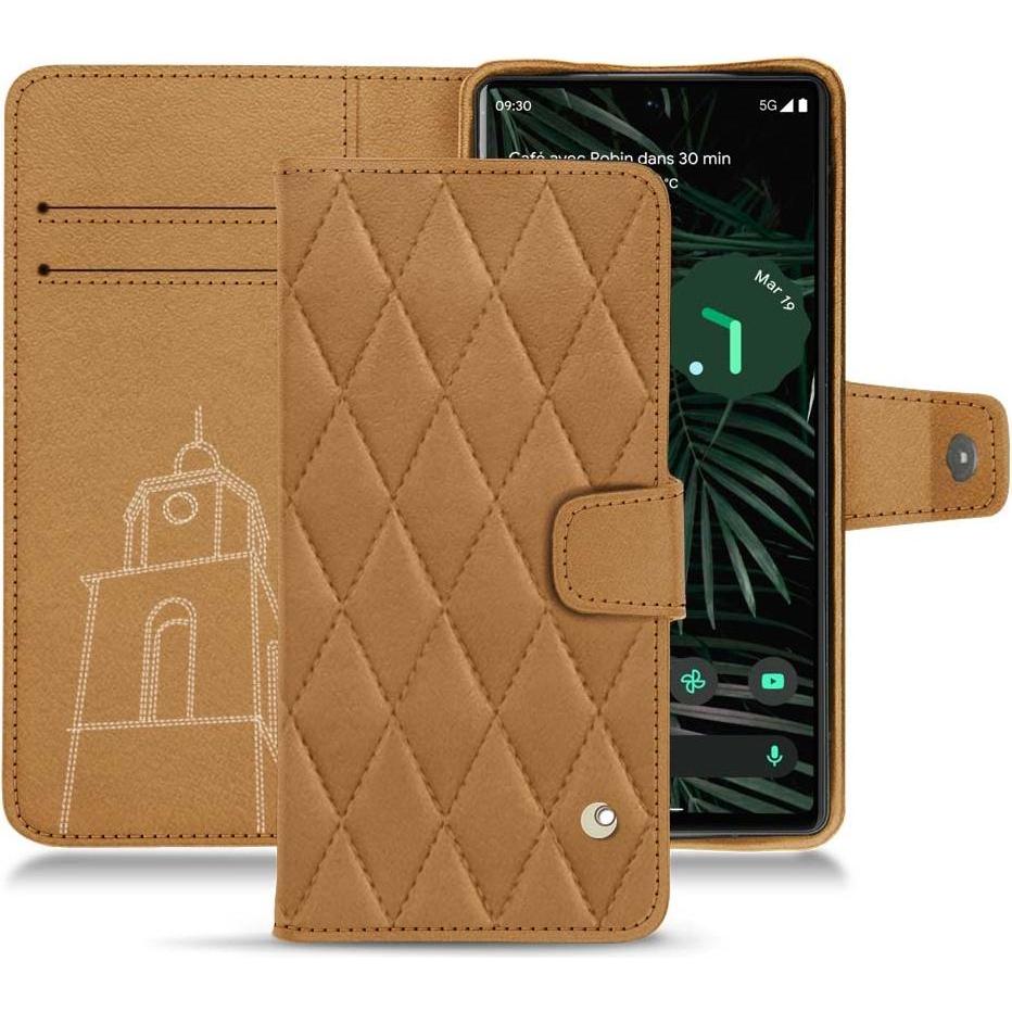 Noreve Lederschutzhülle Wallet (Google Pixel 6 Pro), Smartphone Hülle, Braun