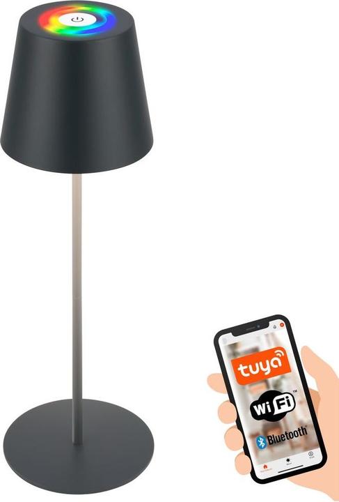 Image du produit Briloner COLORIS Smart Bluetooth RGB/W Lampe de table LED rechargeable, anthracite, App (300 lm)