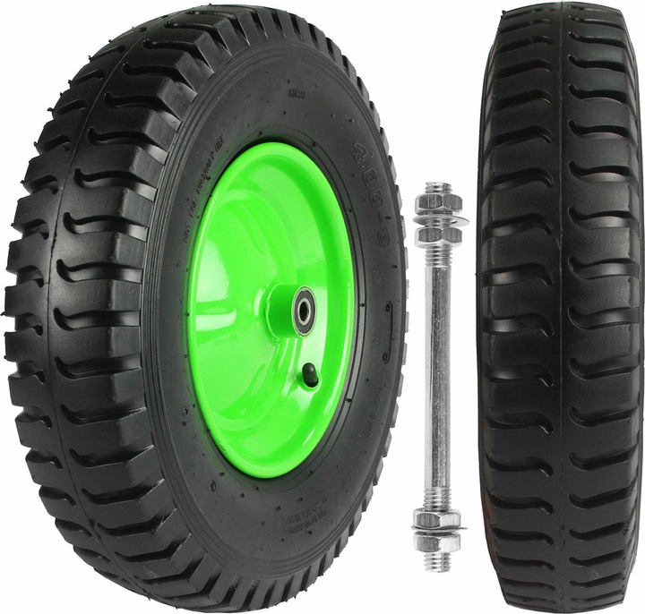 Actual product image Fiskars Mar-Pol Koło Do Taczki Pneumatyczne 400, Felga Metal, łożysko, 7 Warstw Zielone