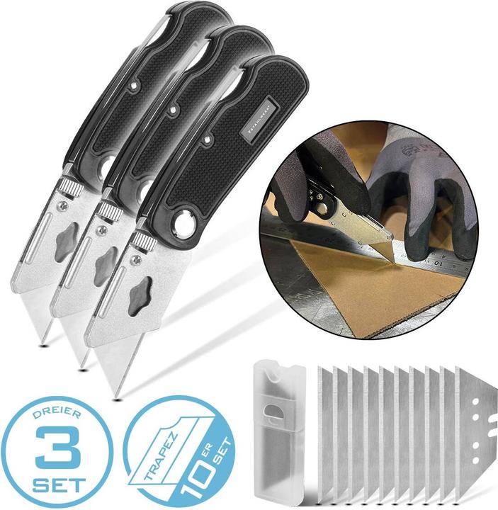Image du produit Stahlwerk Cutter pliable Jeu de 3 cutters à changement rapide Verrouillage de sécurité (Cutters)