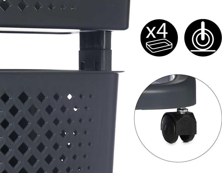 Actual product image Kipit plastic closet 2 heights anthracite wheels (25 l)