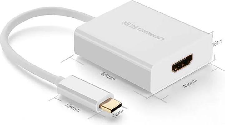 Actual product image Ugreen adapter USB Type C (male) - HDMI (female) white (40273) (HDMI, USB-C, 2.60 cm)